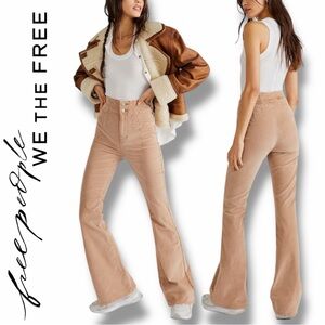 Free People Jayde Seamed Corduroy Flare Pants Jeans in the Size 32 in Natural